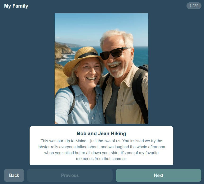 Story Mode Memory Activity screen
